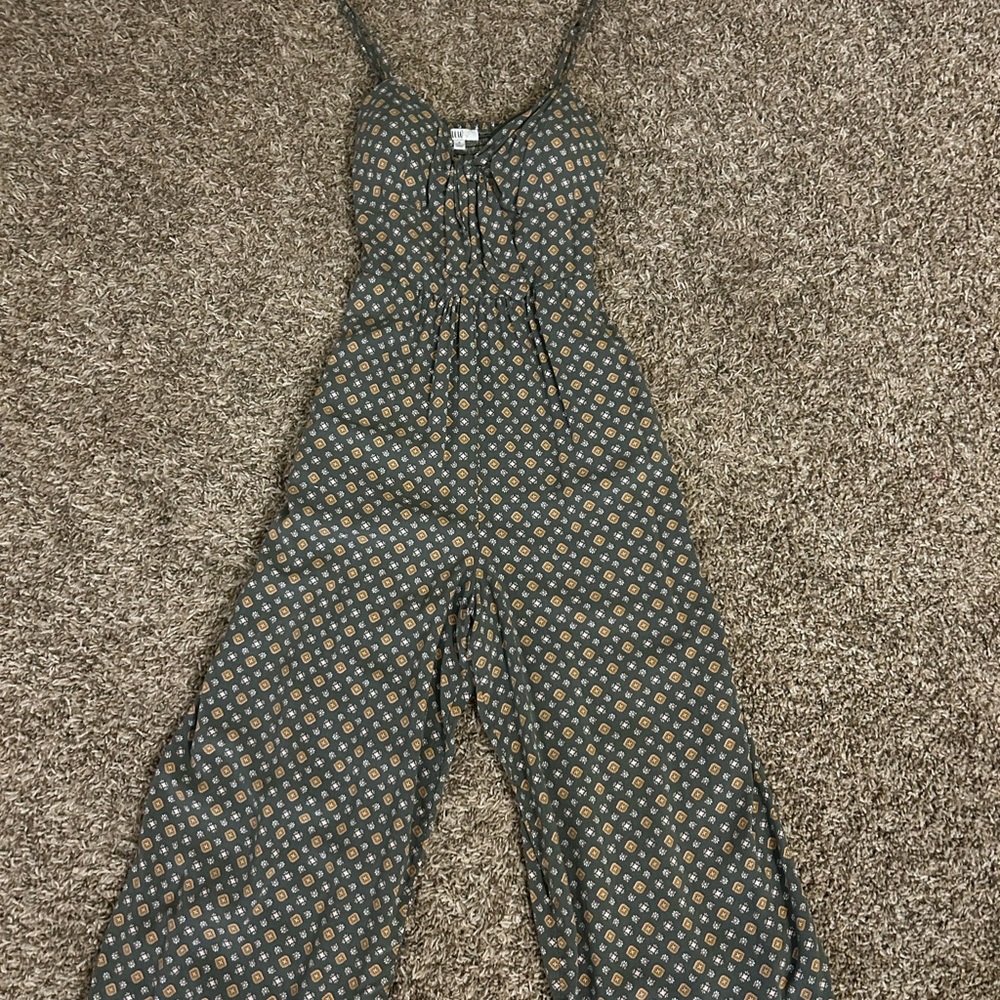 AUW Black and Gold Patterned Jumpsuit